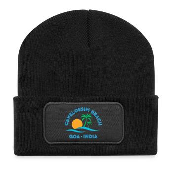 Goa Beach Sunset Palms - Recycled Patch Beanie - black - Front