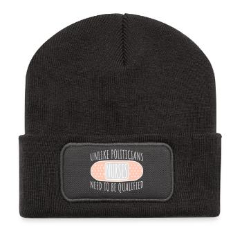 Contrairement aux politiciens, les infirmières doivent être qualifiées - Beanie recyclé à patch - charbon - Devant