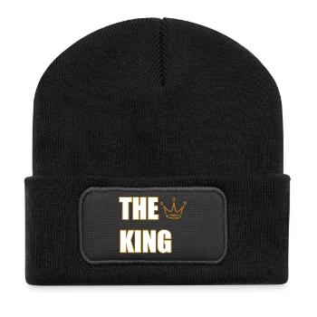 THE KING – Bold Royal Statement Design - Recycled Patch Beanie - black - Front