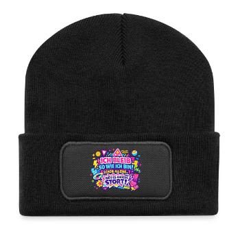 Ich Bleib So Wie Ich Bin – Allein Stark - Recycelte Patch Beanie - Schwarz - Vorne