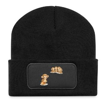 Baby Monkey Punch - Viral Sad Monkey - Recycelte Patch Beanie - Schwarz - Vorne