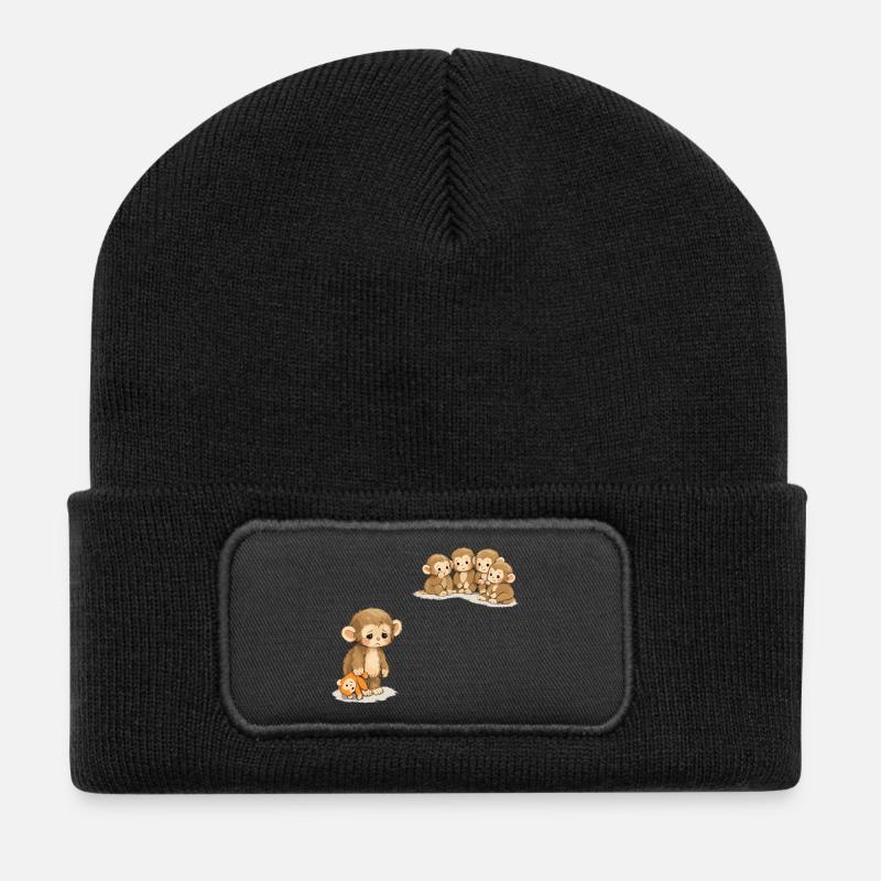 Baby Monkey Punch - Viral Sad Monkey - Recycelte Patch Beanie - Schwarz