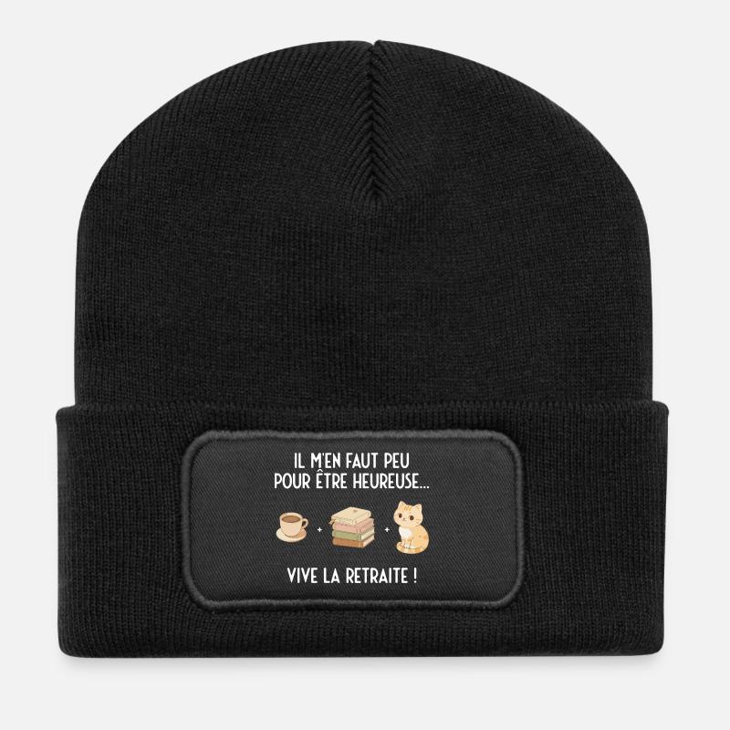 Sweet Retreat (weißer Text) - Recycelte Patch Beanie - Schwarz