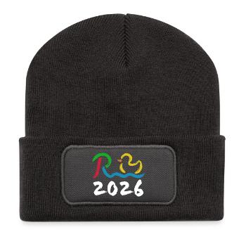 Rente 2026 - Ruhestand - Pension - Recycelte Patch Beanie - Dunkelgrau - Vorne