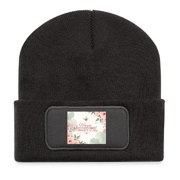 Happy International Womens Day Watercolor - Recycled Patch Beanie - dark grey - Front