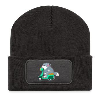 Cat Scooter - Recycled Patch Beanie - dark grey - Front