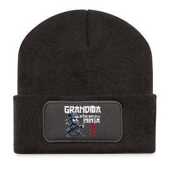 Grandma Of The Birthday Ninja Compleanno Lustig - Recycelte Patch Beanie - Dunkelgrau - Vorne