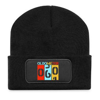 Oldometer 60 Funny 60th Birthday Retro Design - Recycled Patch Beanie - black - Front