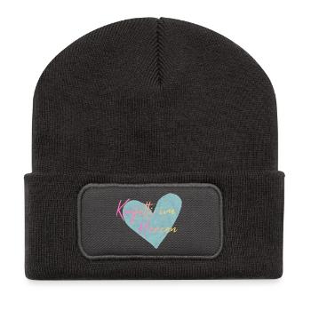 Konfetti im Herzen  - Recycelte Patch Beanie - Dunkelgrau - Vorne