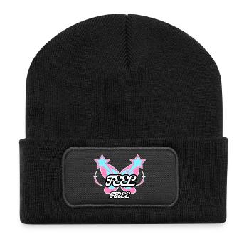 Feel Free Butterfly Emblem - Recycelte Patch Beanie - Schwarz - Vorne