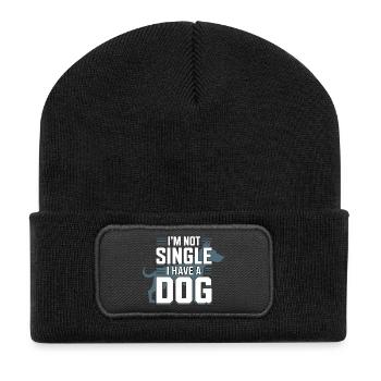 Je ne suis pas célibataire – j’ai un chien - Beanie recyclé à patch - noir - Devant