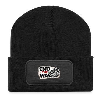Krieg nicht mehr – Aufkleber: Frieden & Menschlichkeit - Recycelte Patch Beanie - Schwarz - Vorne