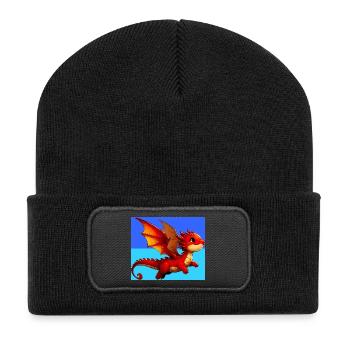 Drache - Recycelte Patch Beanie - Schwarz - Vorne