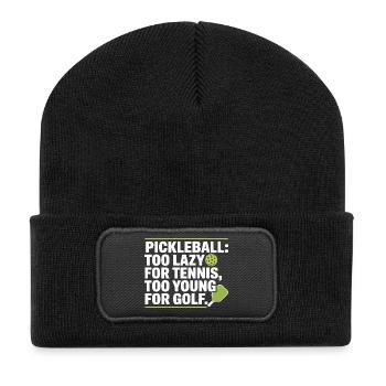Joueur de pickleball trop paresseux pour le tennis pickleball - Beanie recyclé à patch - noir - Devant