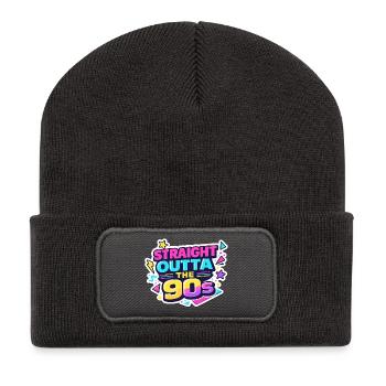 Straight Outta the 90s - Recycelte Patch Beanie - Dunkelgrau - Vorne