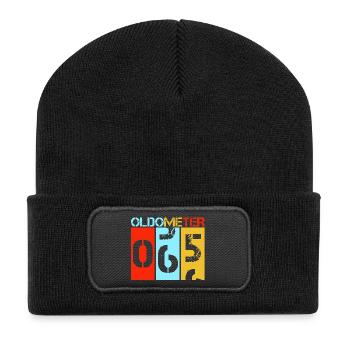 Oldometer 65. Geburtstag Retro Tacho Kunst - Recycelte Patch Beanie - Schwarz - Vorne