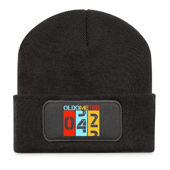 Oldometer 42 Retro Vintage 42nd Birthday Design - Recycled Patch Beanie - dark grey - Front