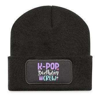 K Pop Birthday Crew - Recycelte Patch Beanie - Dunkelgrau - Vorne
