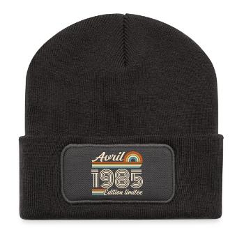  Avril 1985 anniversaire rétro 1985 April 1985 - Beanie recyclé à patch - charbon - Devant