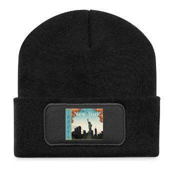 Affiche rétro de voyage à New York - Beanie recyclé à patch - noir - Devant
