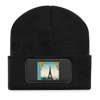 Affiche rétro de voyage de voyage à Paris - Beanie recyclé à patch - noir - Devant