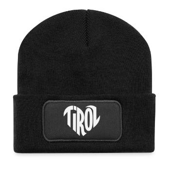 Tirol Herz Typografie - Recycelte Patch Beanie - Schwarz - Vorne