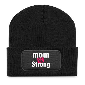 Be Strong Mom Empowerment Shirt - Recycelte Patch Beanie - Schwarz - Vorne