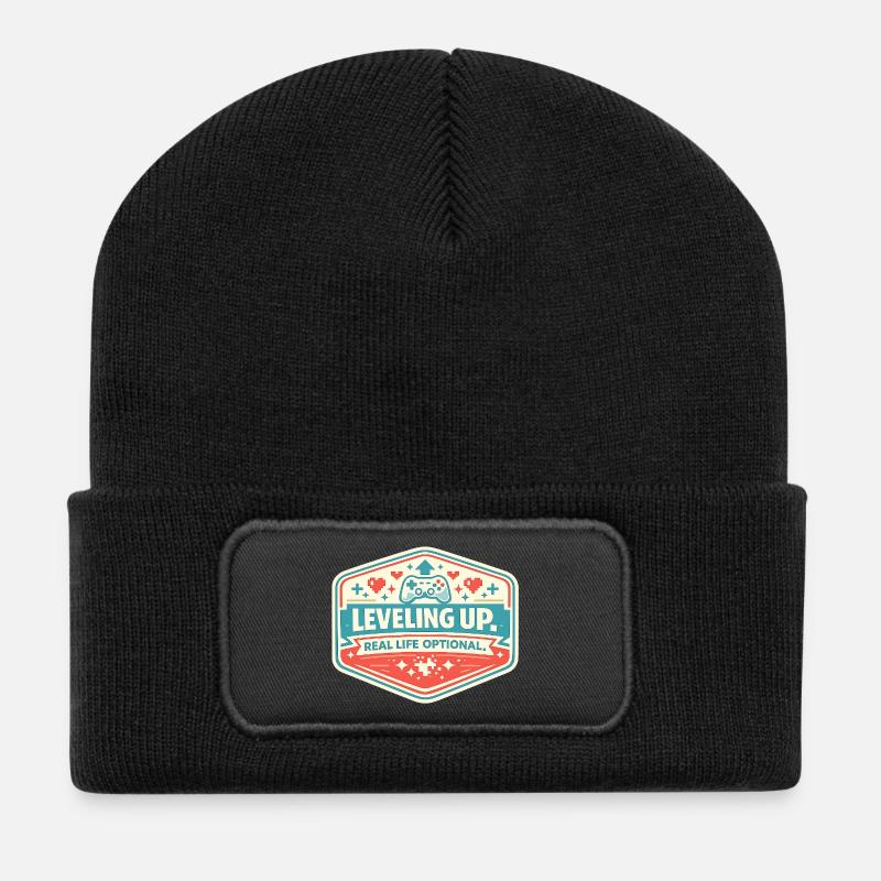 Level Up – Real Life Optional - Recycled Patch Beanie - black