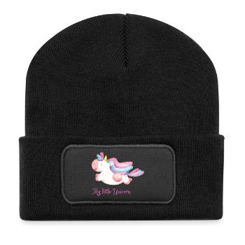 Mon petit arc-en-ciel licorne - Beanie recyclé à patch - noir - Devant