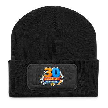 30 Jahre Baujahr Gut - Recycelte Patch Beanie - Schwarz - Vorne