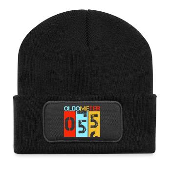 Oldometer 55 Fifty Fifth Birthday - Recycled Patch Beanie - black - Front