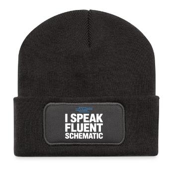 Je parle couramment la technologie des schémas circuités - Beanie recyclé à patch - charbon - Devant