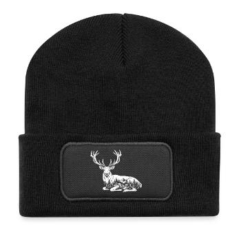 Cerf - Beanie recyclé à patch - noir - Devant