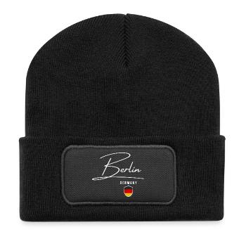 Berlin Germany, elegant design Berlin - Recycled Patch Beanie - black - Front
