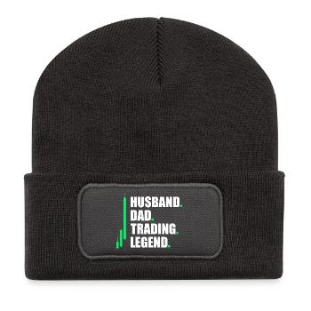 Husband Dad Trading Aktienmarkt Börse Trader - Recycelte Patch Beanie - Dunkelgrau - Vorne