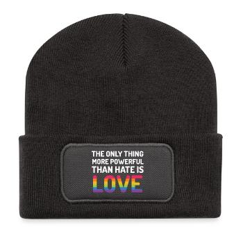 Mois de la fierté LGBTQ - La seule chose plus puissante - Beanie recyclé à patch - charbon - Devant