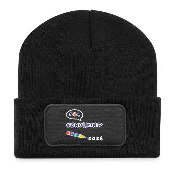 Schulkind 2026 ABC Einschulung Stift - Recycelte Patch Beanie - Schwarz - Vorne