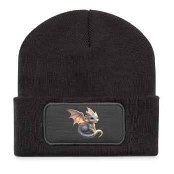 Petit Dragon mignon - Beanie recyclé à patch - charbon - Devant