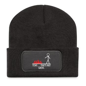 Yeah That's Not Great Stick Figure Humor Jokes - Beanie recyclé à patch - charbon - Devant