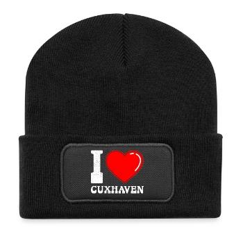 Nordsee Urlaub ICH LIEBE CUXHAVEN Lustiges - Recycelte Patch Beanie - Schwarz - Vorne
