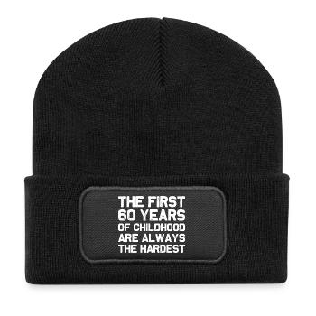Les 60 premières années d’enfance - Beanie recyclé à patch - noir - Devant
