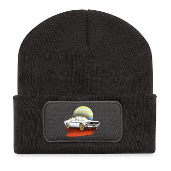 Retro white car – classic vintage - Recycled Patch Beanie - dark grey - Front
