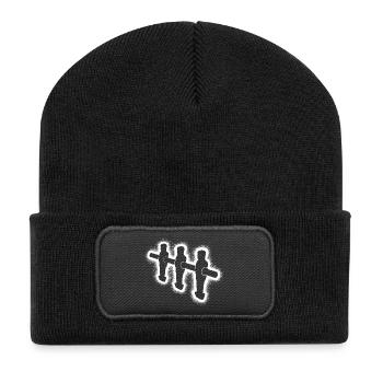 Tischkicker Kickern Kinder Herren Tischfußball - Recycelte Patch Beanie - Schwarz - Vorne