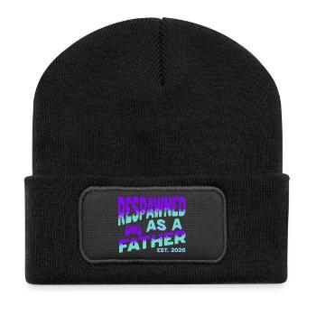 Papa 2026 - Respawned as a father - Recycelte Patch Beanie - Schwarz - Vorne