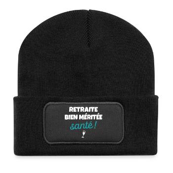 Cadeau Départ Retraite Humour Phrase Drôle Santé - Beanie recyclé à patch - noir - Devant
