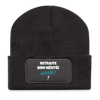 Cadeau Départ Retraite Humour Phrase Drôle Santé - Beanie recyclé à patch - charbon - Devant