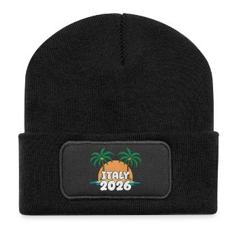 Italien 2026 - Recycelte Patch Beanie - Schwarz - Vorne