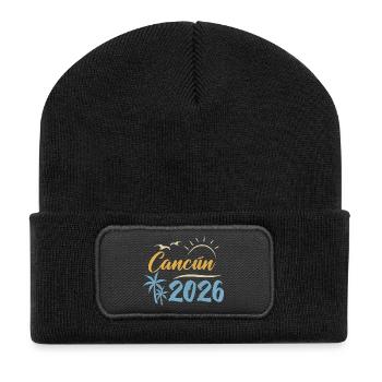 Cancun 2026 - Recycelte Patch Beanie - Schwarz - Vorne