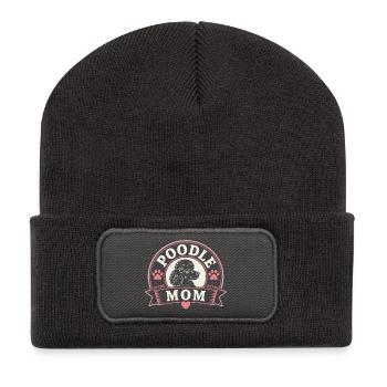 Pudel-Mama Logo Print - Recycelte Patch Beanie - Dunkelgrau - Vorne