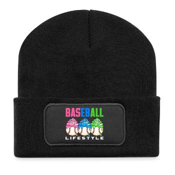 Baseball Lifestyle Cupcakes Sweet - Recycled Patch Beanie - black - Front